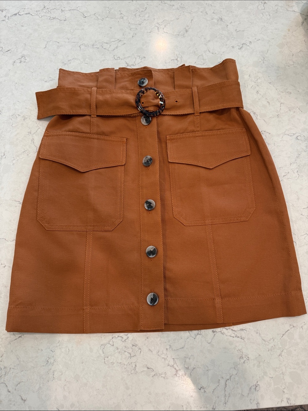 Banana Republic Rust Brown Button-Front Mini Skirt with Belt